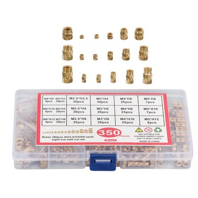 350 × M2/M2.5/M3/M4/M5/M6 metric internal thread rolled copper inserts kits