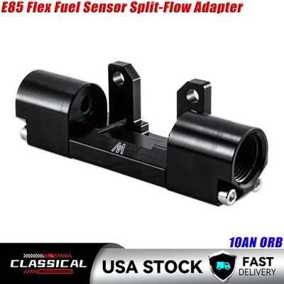 1PC E85 Flex Fuel Sensor Split-Flow Adapter -10AN ORB Aluminium Universal.