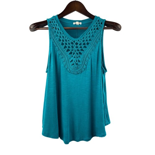 Women’s Eyeshadow Large Teal Tank w/ Knit Embroidery
