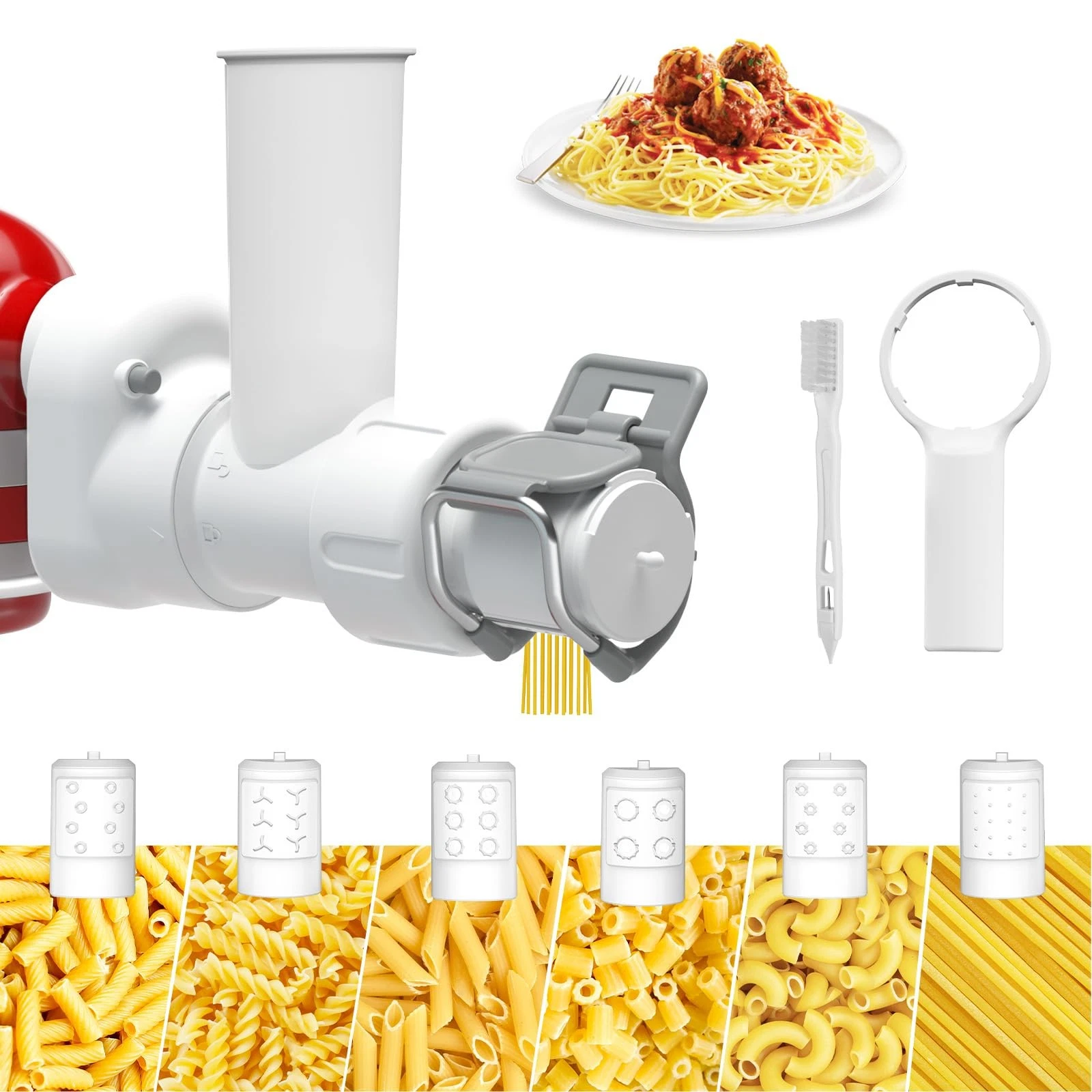 Pasta Maker Attachment for Kitchenaid Stand Mixer with 6 Different Shapes of ...