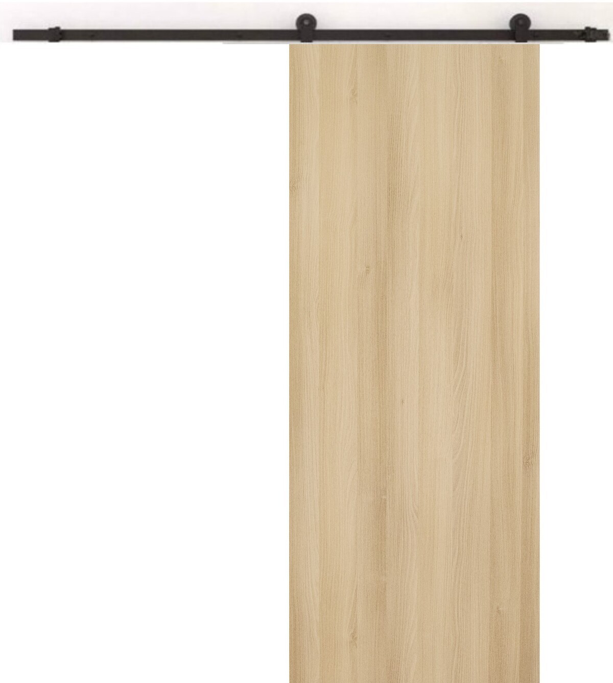 Porte coulissante Honey Oak de 93 cm avec quincaillerie de rail suspendu noir mat