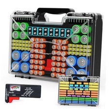 Battery Organizer Storage Holder Box Case with Tester, New Ultra-Large Black