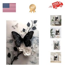 Butterfly Flower Diamond Art Kits for Adults,5D Full Round Drill Diamond Pain...