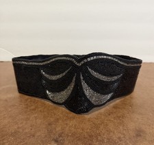 Nina Ricci Paris Beaded Belt Black 90s accessory