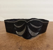 Nina Ricci Paris Beaded Belt Black 90s accessory