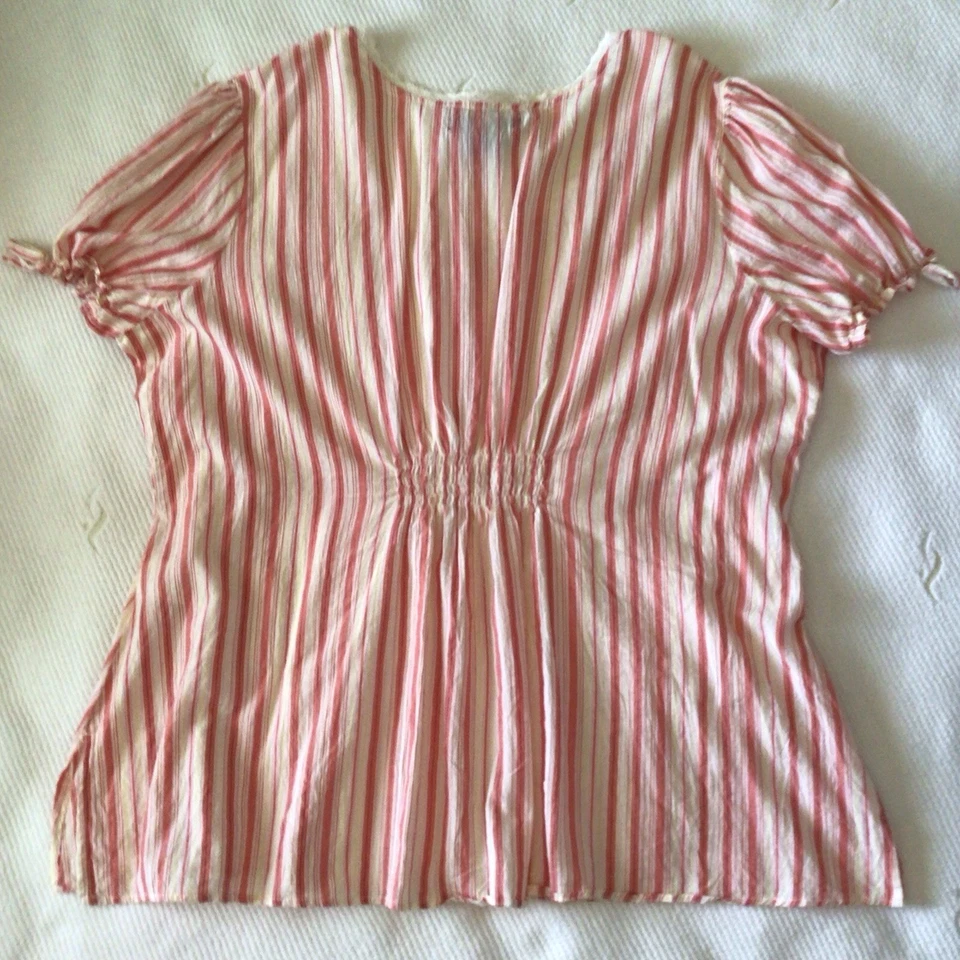 Top Babydoll a Rayas Cintura 16W Mujer Verano Boho Coastalgrandma Cottagecore Foto 2 de 4