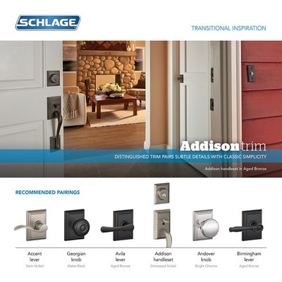 Schlage B60ADD609 Antique Brass Addison Single Cylinder Grade 1