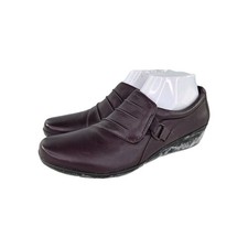 Clarks Everlay Heidi slip-on loafers US 8.5 Womens aubergine Leather Clogs Shoes