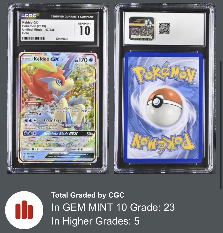 Pokémon 2019 Unified Minds Keldeo GX 47/236 Holo Full Art CGC 10 MINT LOW PO - Image 2 of 2