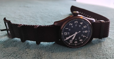 High-Quality 40mm Black ''Stealth'' Aviator; NH35A, Sapphire, Four (4) Straps!