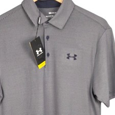 Under Armour Playoff Golf Polo Mens Small Blue Stripe Performance Stretch NWT