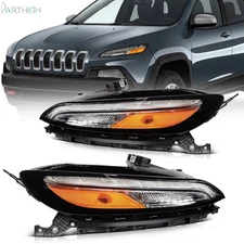 For 2014-2018 Jeep Cherokee w/LED DRL Headlights Assembly Left+Right Pair