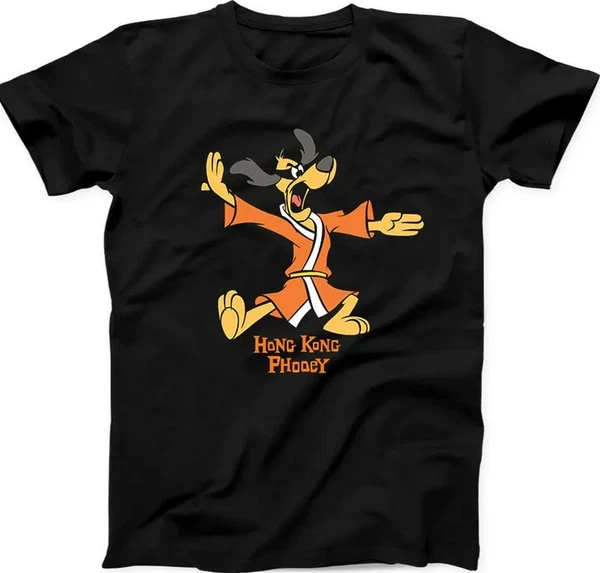 Hong Kong Phooey Funny Animation Cartoon Retro Gift Tee Black TTshirt