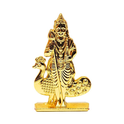 Handcrafted Lord Murugan Statue for Car Dashboard Metal, cm