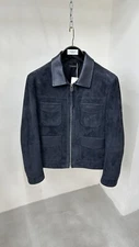 Men Blue  Racer Leather Jacket Pure Suede Size XS S M L XL XXL 3XL Custom Made