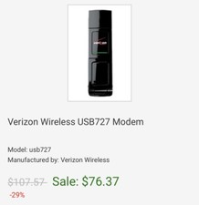 VERIZON WIRELESS USB727 MODEM IN ORIGINAL BOX W/CD MANUAL