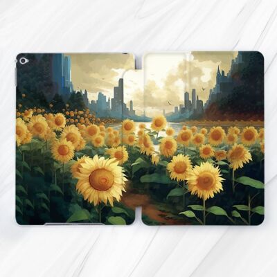 Night City Sunflowers Field Case For iPad 10.2 Air 13 Pro 13 11 10.9 Mini 7 9.7