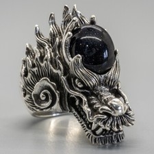 Dragon Ring 925 silver Gold Stone Biker Gothic Mythical Thrones Magical