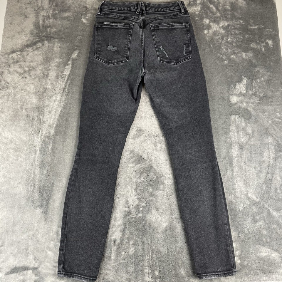 Good American Jeans Womens Size 2/26 Good Waist Black Distressed Jeans