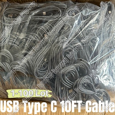 Bulk Lot 10ft USB Type C Fast Charger Cable Charging Cord For Samsung iPhone 15