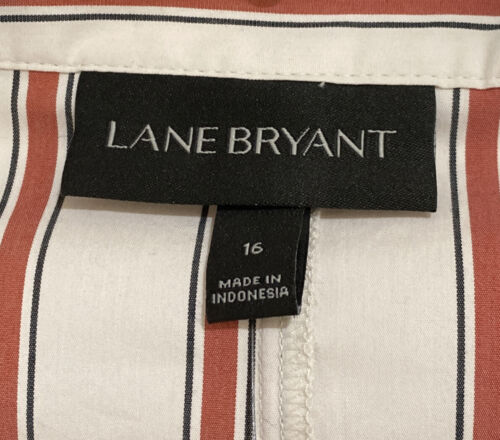 NWT Lane Bryant Faux Wrap Top Blouse Women's SZ 16 V-Neck Striped Side Zip L/S - Picture 3 of 7