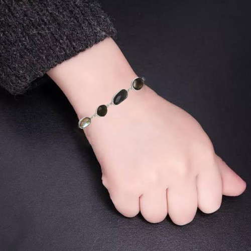 Blue Fire Labradorite Feceted Gemstone Handmade Jewelry Bracelets 8.5 - Picture 4 of 9