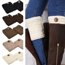 Ladies Knitted Leg Warmer Short Socks Thick W-shaped Socks Button Boot Socks