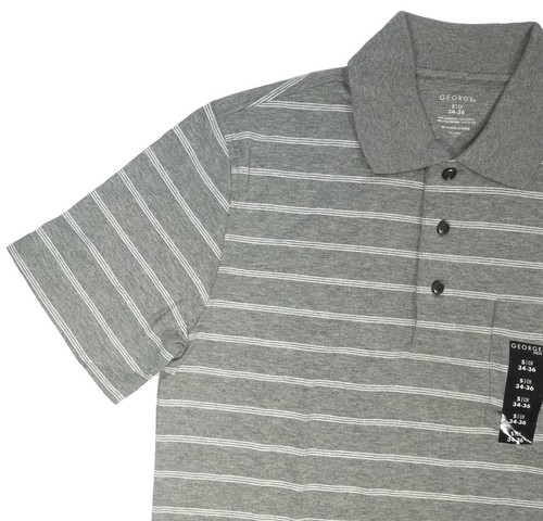 George Mens Striped Polo Shirt Grey Size 34-36 - Picture 3 of 11