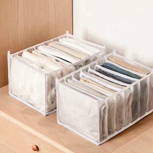 7 Grids Clothes Shirt Jeans Storage Box Drawer Organizer Mesh Divider Foldable - Picture 17 of 27
