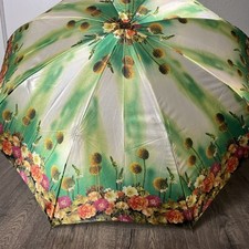 Vintage Spring Floral Guy Laroche Compact Fashion Umbrella Gold Accents