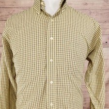 CHAPS WRINKLE FREE YELLOW CHECK LONG SLEEVE BUTTON UP SHIRT MENS SZ 16-16.5 34 L