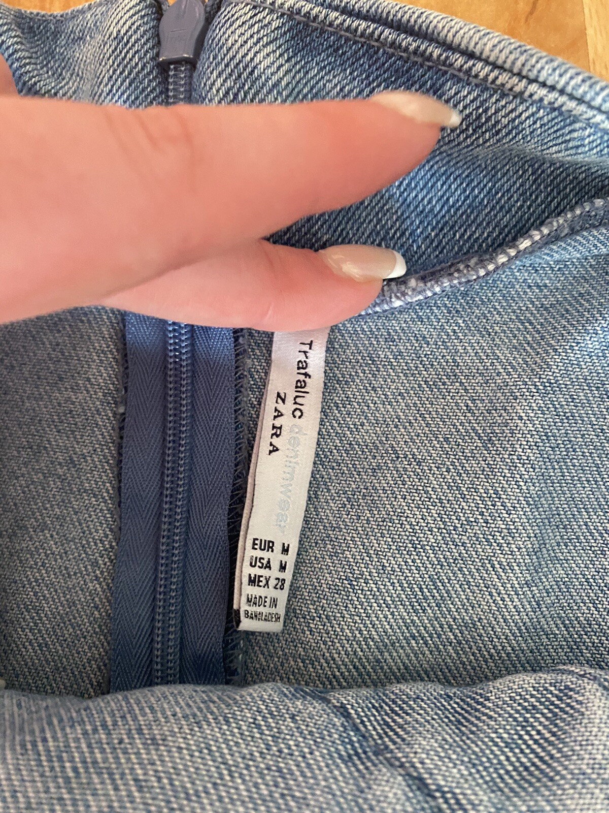 ZARA Denim Mini Skirt With Ruffle Size Medium Gem