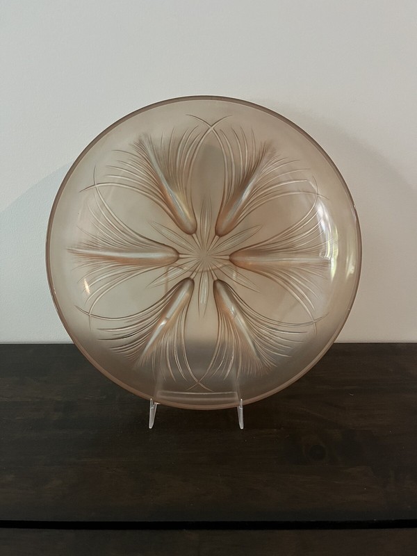 Vintage Verlys of America Tassel Bowl ART DECO Dusty Rose