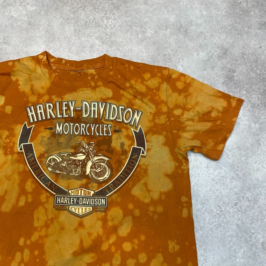 Harley Davidson T-Shirt Mens Graphic Biker Short Sleeve Tee, Orange, Medium image 3
