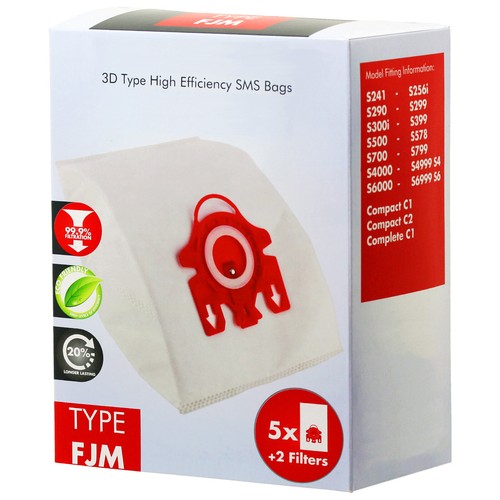 5 x 3D Type Hyclean FJM Hoover Bags For 