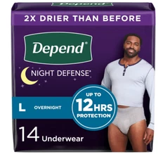 Depend Night Defense Incontinence Underwear for Men, Large, Grey, 14 Count
