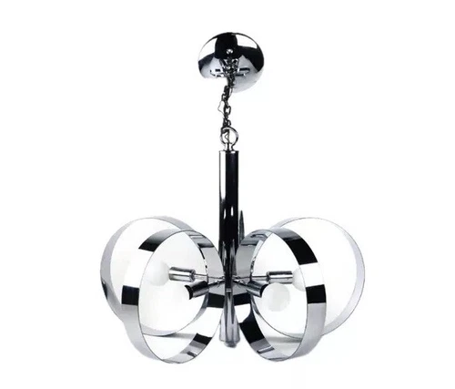 Vintage Mid Century Modern Chrome Hoop Chandelier Space Age Sciolari Era 70s