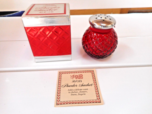 Avon Red CHARISMA POWDER SACHET Glass SHAKER BOTTLE 1.5 oz FULL NIB! - Picture 1 of 1