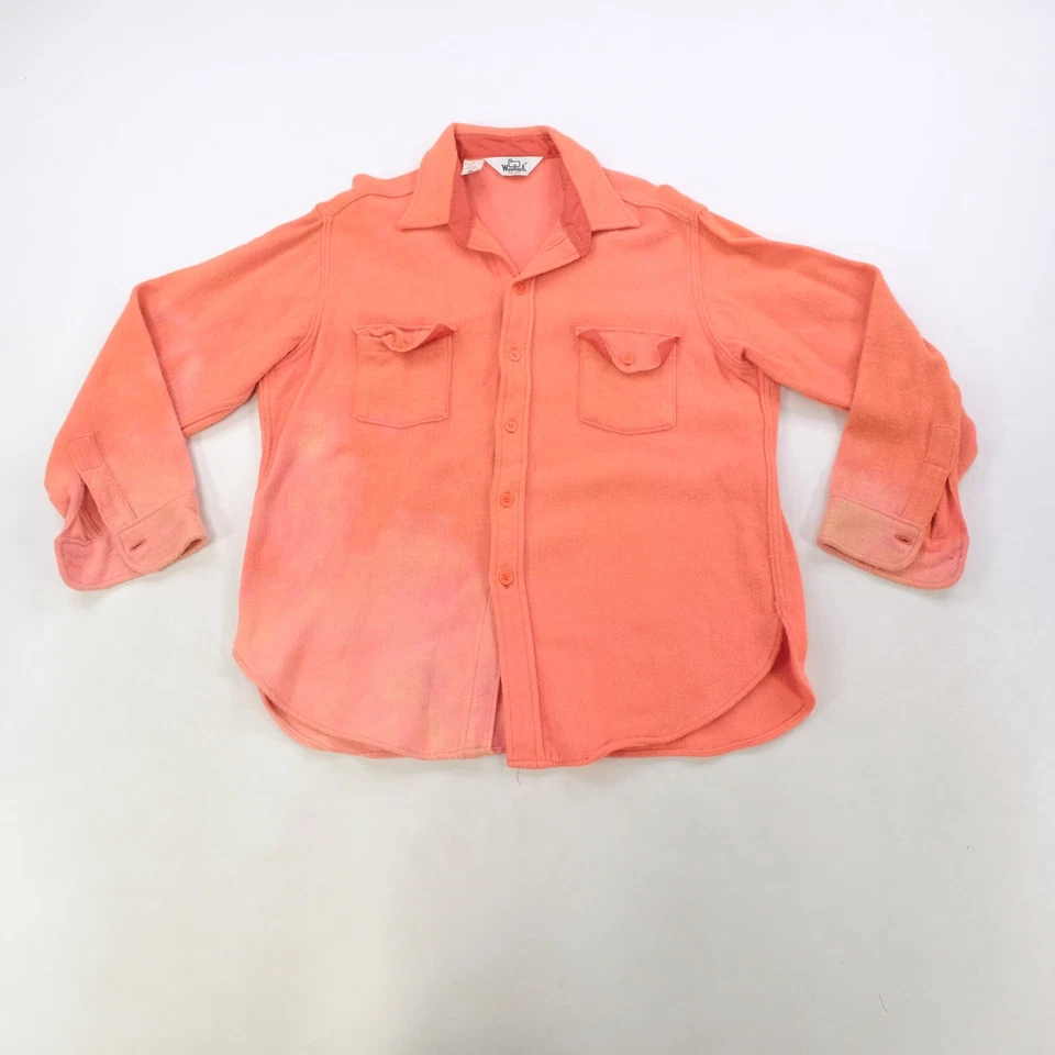 Rare Vintage WOOLRICH Hunting Matching Casual Button Shirt Jeans 90s Orange XL - Image 2 of 4
