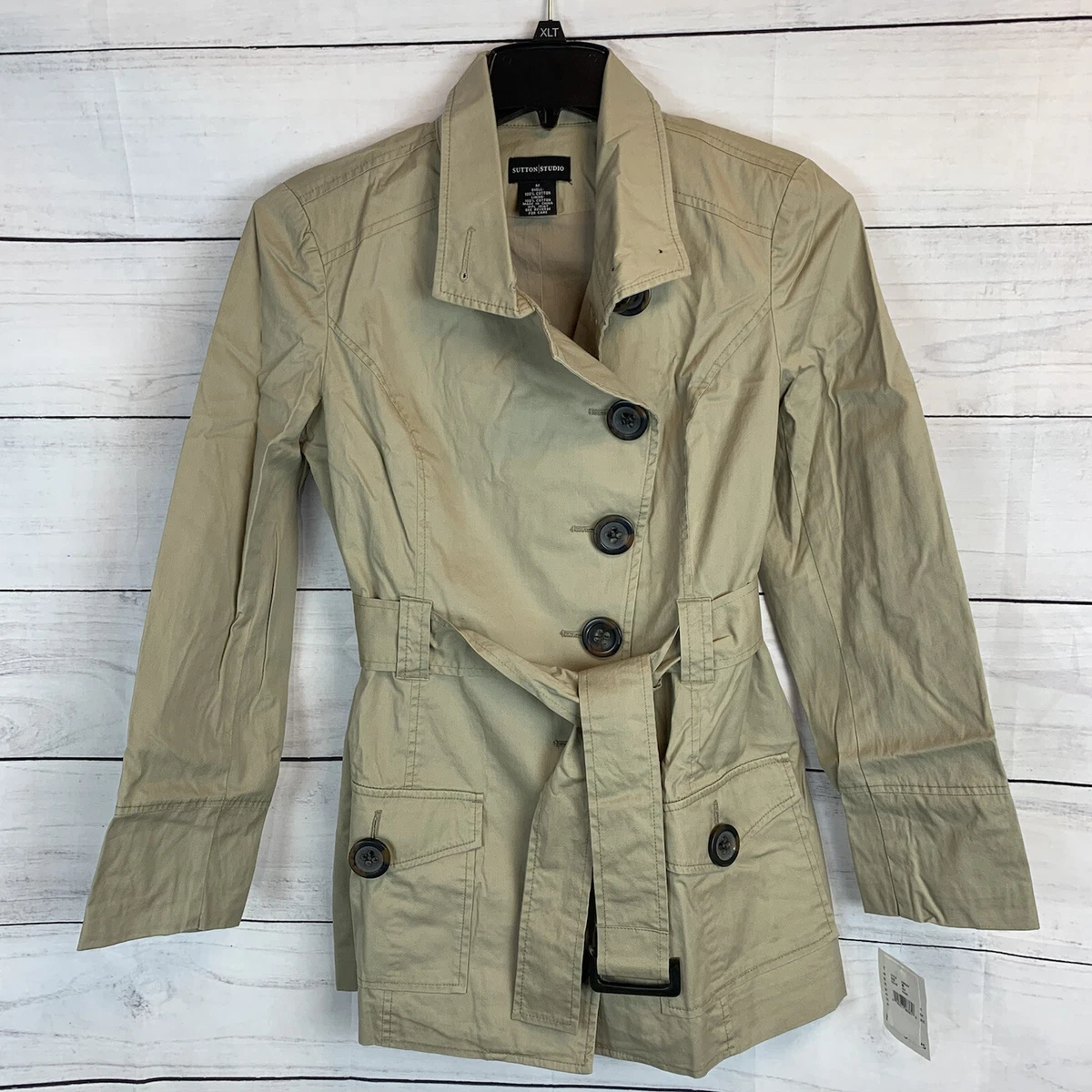Sutton Studio By Bloomingdales Jacket Trench Coat Medium 8 Biker Army Military