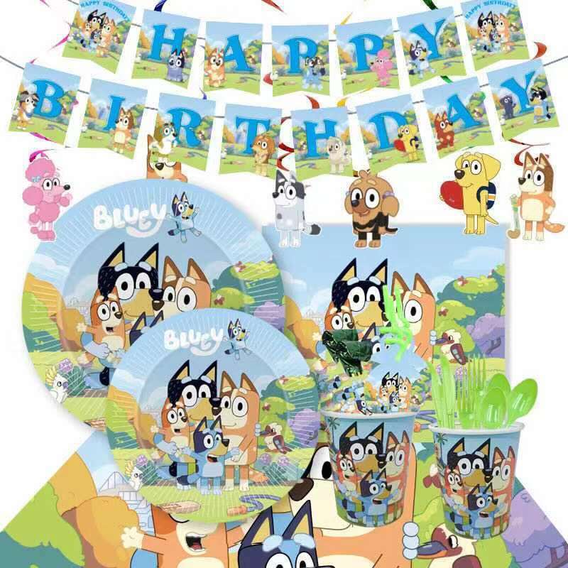 Bluey BIRTHDAY PARTY DECORATION TABLE CLOTH LOLLY LOOT BAG PLATE