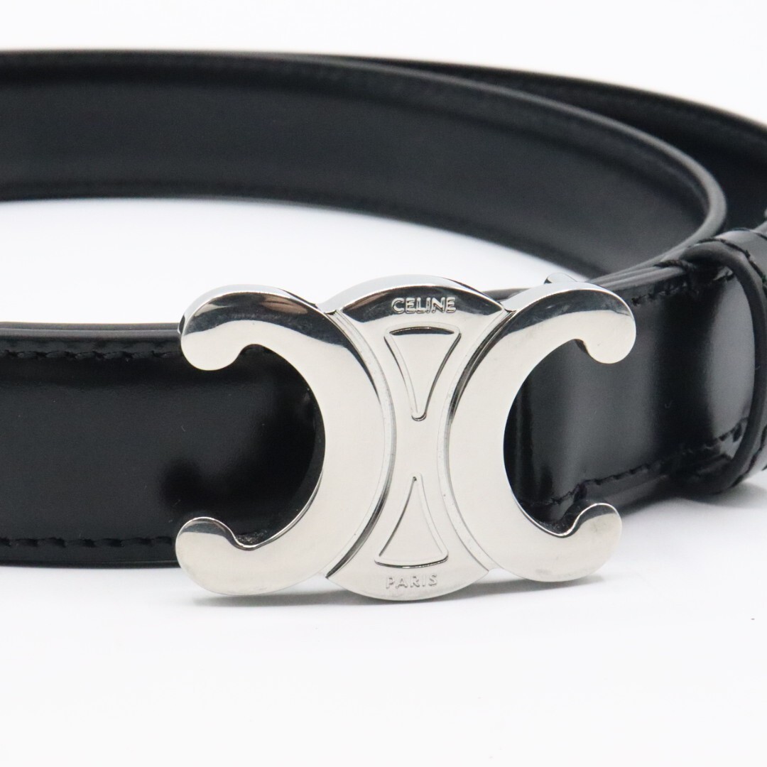【関税込/国内即発】Celine Celine Belt Auth CELINE Triomphe belt leather 95 Used Black Women Japan