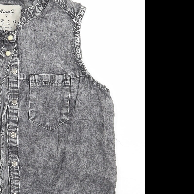 Denim co Womens Grey Polyester Blend Basic Button… - image 7