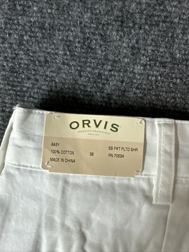 Orvis Chino Shorts Golf Casual dress Front Mens White 100% Cotton 38 - Picture 9 of 12