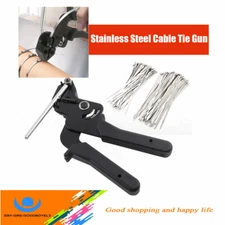 Stainless Steel Cable Tie Gun with 200pcs Stainless Steel Metal 10.6" Zip Ties