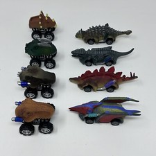 Dinosaur DinoBros Toy Pull Back Dino Car Lot Of 8 Triceratops Stegosaurus T-Rex