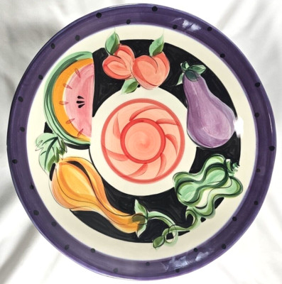 Vicki Carroll Pottery Studio 15 1/2'' Fruit Platter Signed Original Vintage 1995