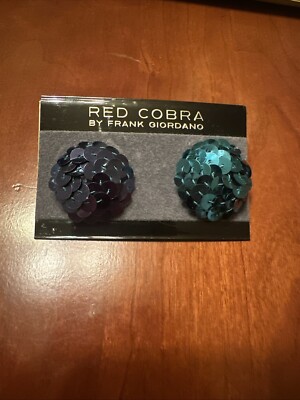 VTG Turquoise & Blue Sequin Pierced Earrings Modern Fashion Jewelry