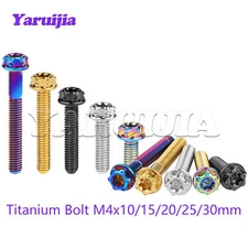 Titanium Bolt M4x10/15/20/25/30mm Fancy Flange Torx Head Ti Screws for Bicycle