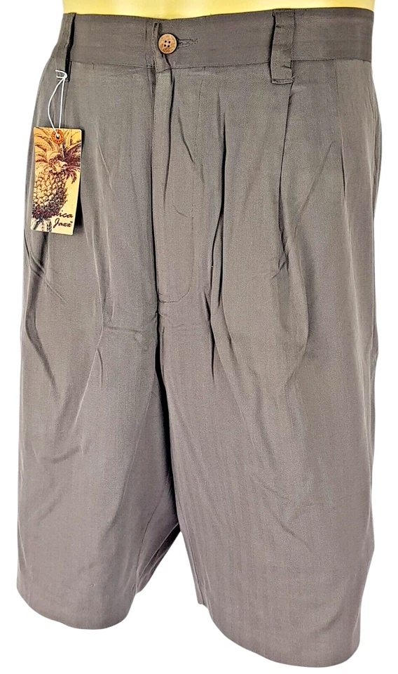 PANTALONES CORTOS DE NOCHE DE LUJO JAMAICA JAXX para hombre 100 % gris seda plisados - cintura 36" - 89 £ Foto 4 de 4